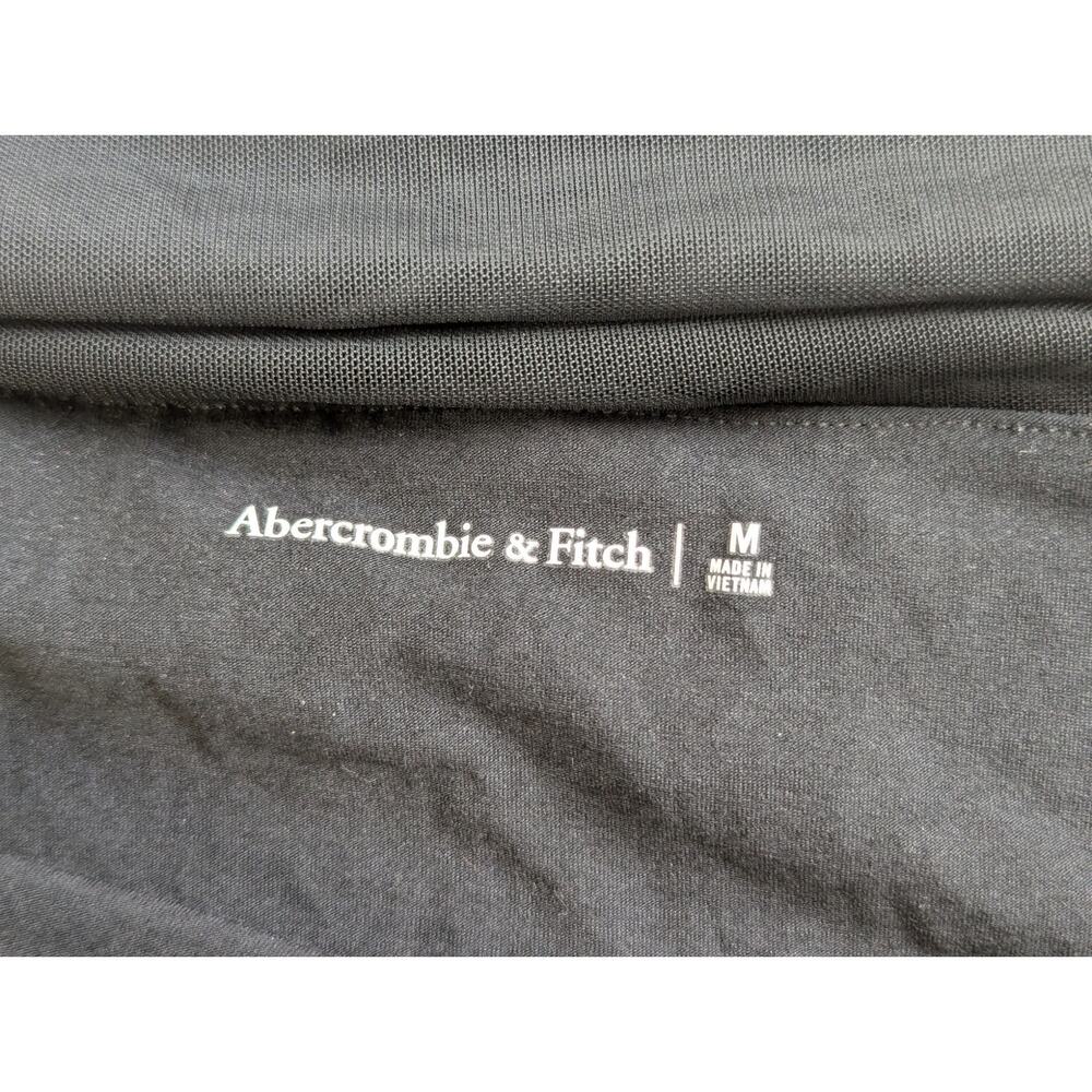 Abercrombie & Fitch Mesh Foldover Bodysuit Sheer Long Sleeve Black Ruching Med - Picture 4 of 6